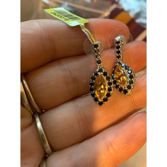 Sterling silver citrine and onyx (or black spinel) earrings NWT - Picture 3 of 9
